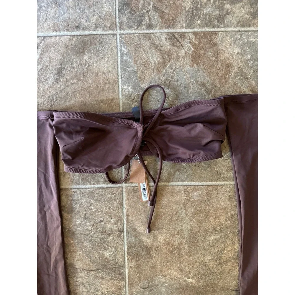 SKIMS Swim Long Sleeved Bikini Top Cocoa Size Small